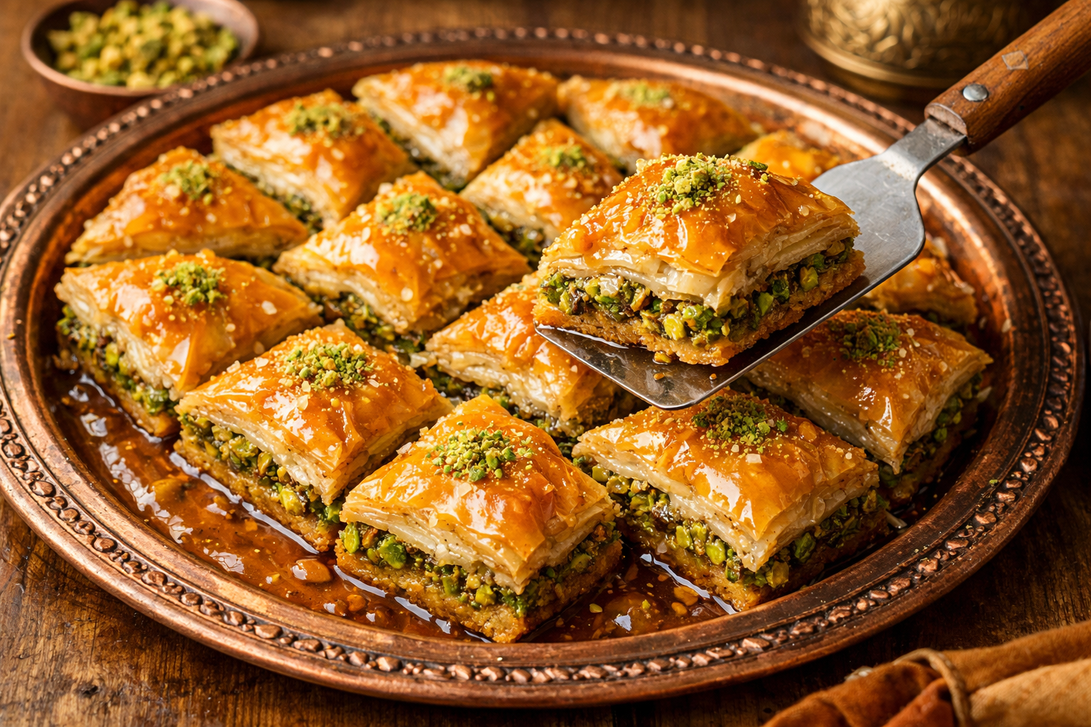 Dilimlenip servis edilmeye hazir baklava